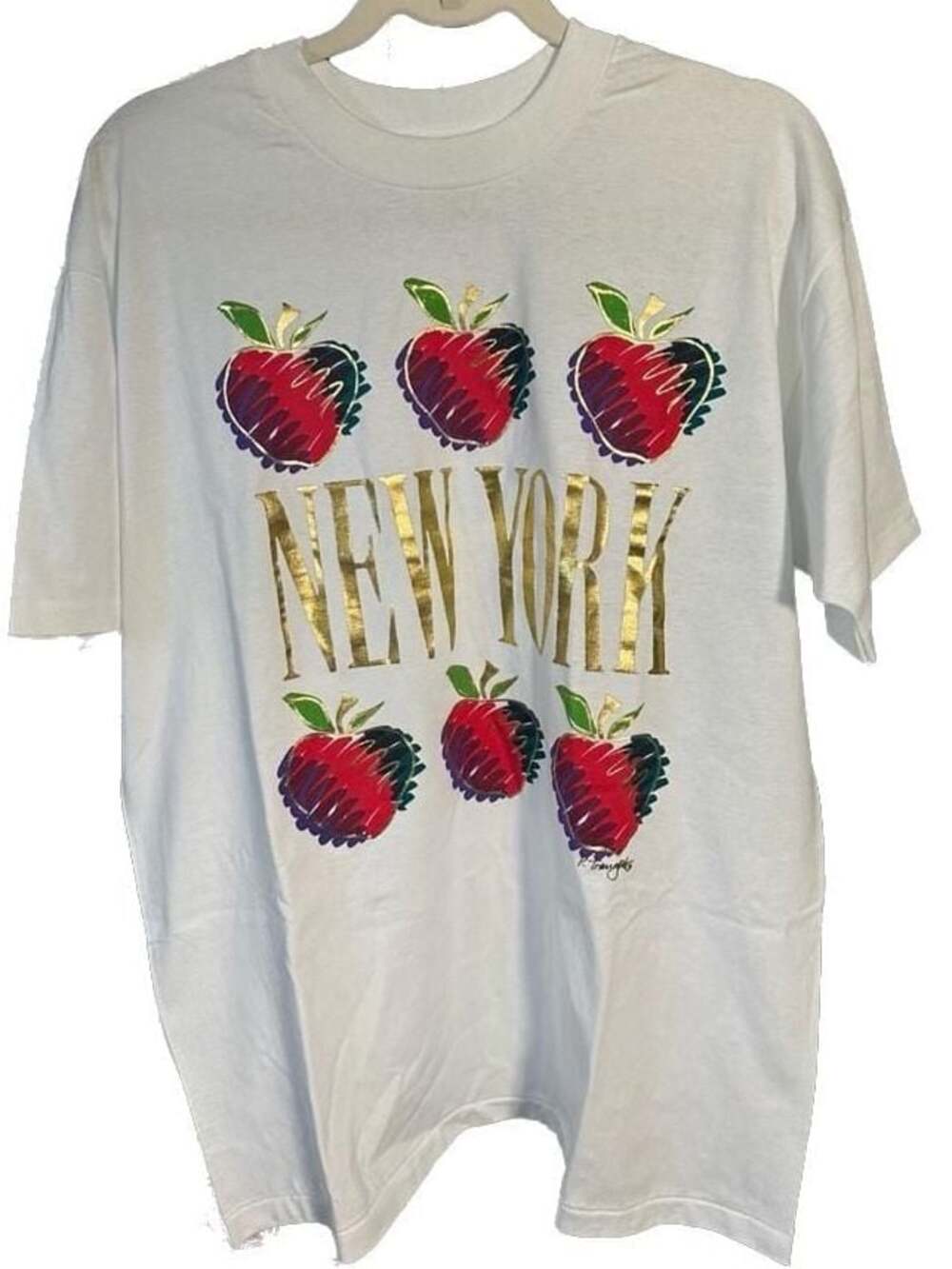 Rare!! Vintage 90's NEW YORK APPLE Graphic Tee Shirt